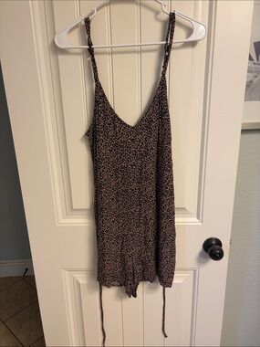 American Eagle Leopard Print Cami Romper